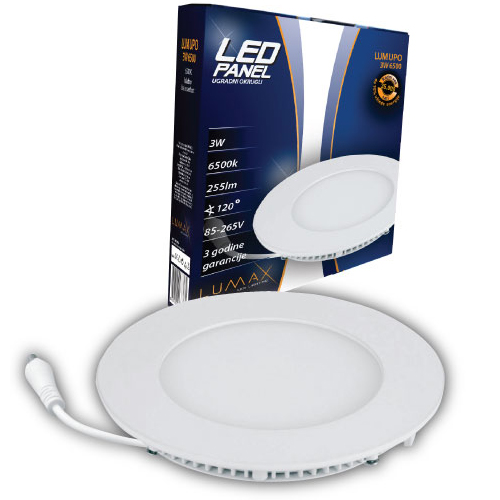 Led panel Lumax LUMUPO-3W-6500K ugrad-okrugli