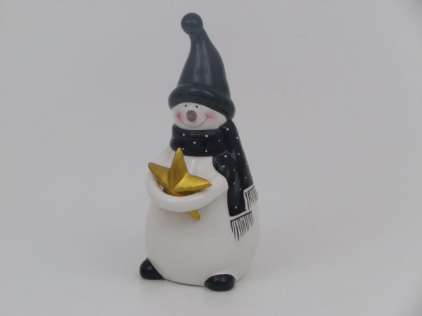 Novogodišnja keramička figura sneško 18cm