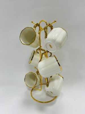 Set šolja na stalku zlatne