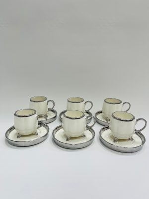 Set šolja sa tacnicama belo/sive