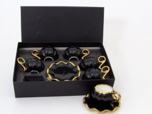 Set šolja 1/6 crno/zlatna