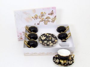 Set šolja 1/6 crne cvetne