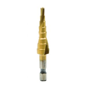 Burgija stepenenasta HEX 1/4" HSS+TIN spiral flute Ø4-12mm