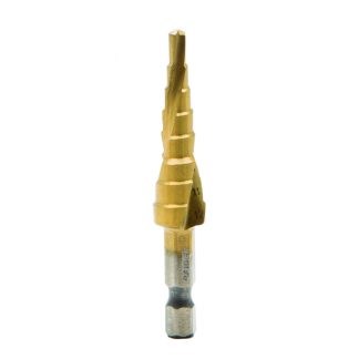 Burgija stepenenasta HEX 1/4" HSS+TIN spiral flute Ø4-12mm