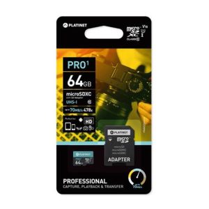 MSD Platinet PMMSDX64UI 64GB+adapter class10 70 Mb/s