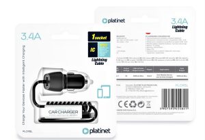 Punjač Platinet PLCRSL za auto Lightning (iPhone)
