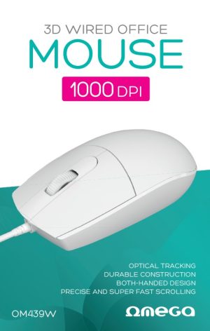 Mouse Omega OM439W 1000 Dpi USB beli