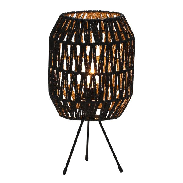 Lampa stona PTL7027 ratan crno braon